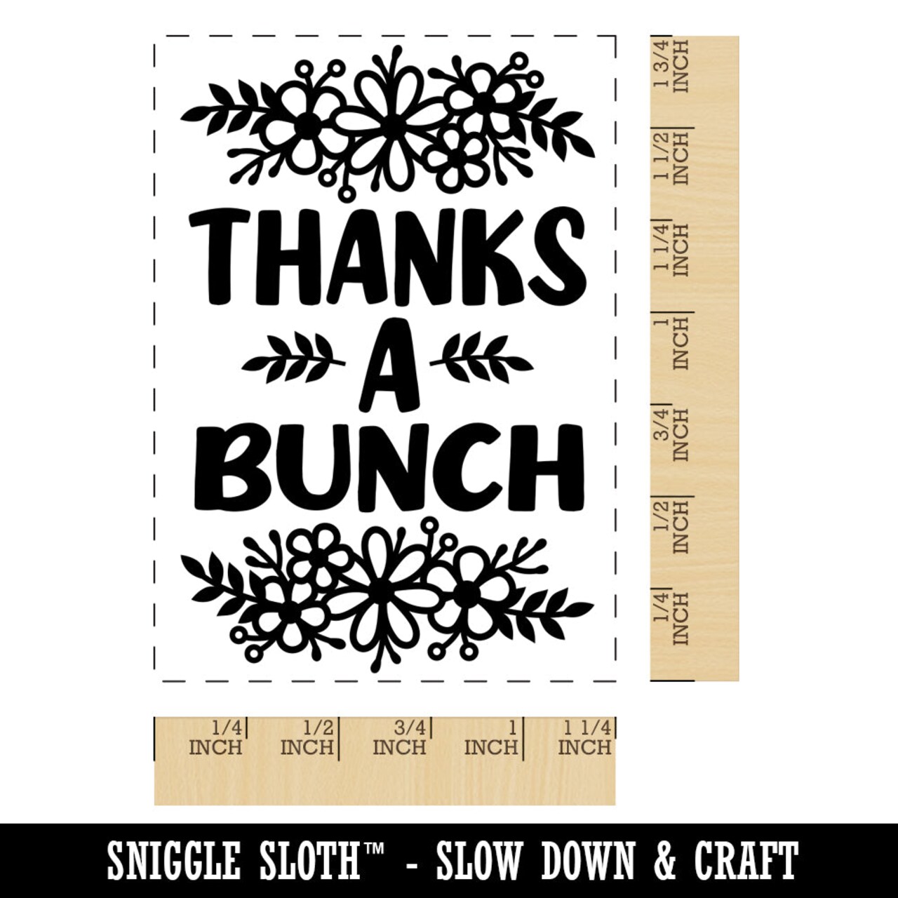 Floral Arrangement Thanks a Bunch Thank You Rectangle Rubber Stamp for Stamping Crafting